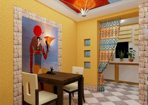 Яркие краски на стенах в кухне